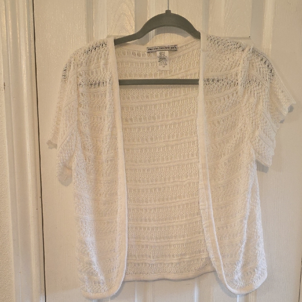 Chic White Open-Knit Women's Cardigan